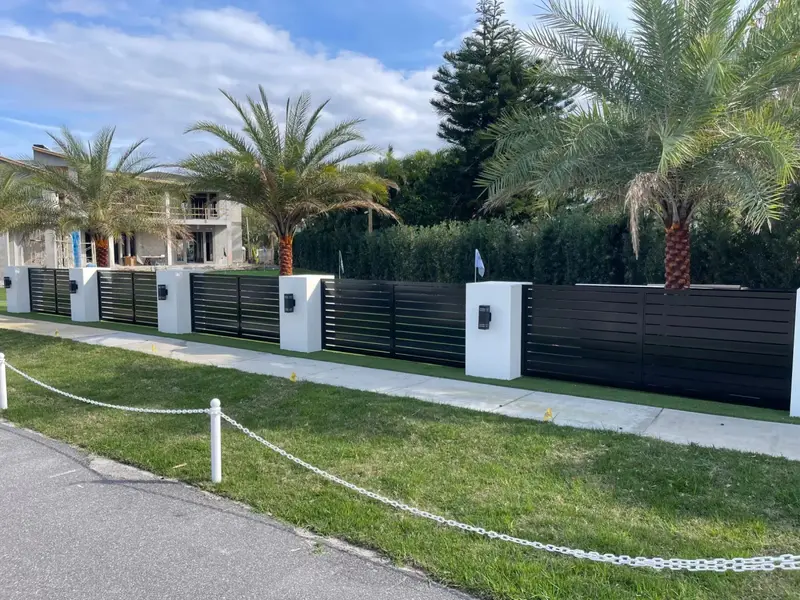 Custom aluminum fabricated fence and gate installation