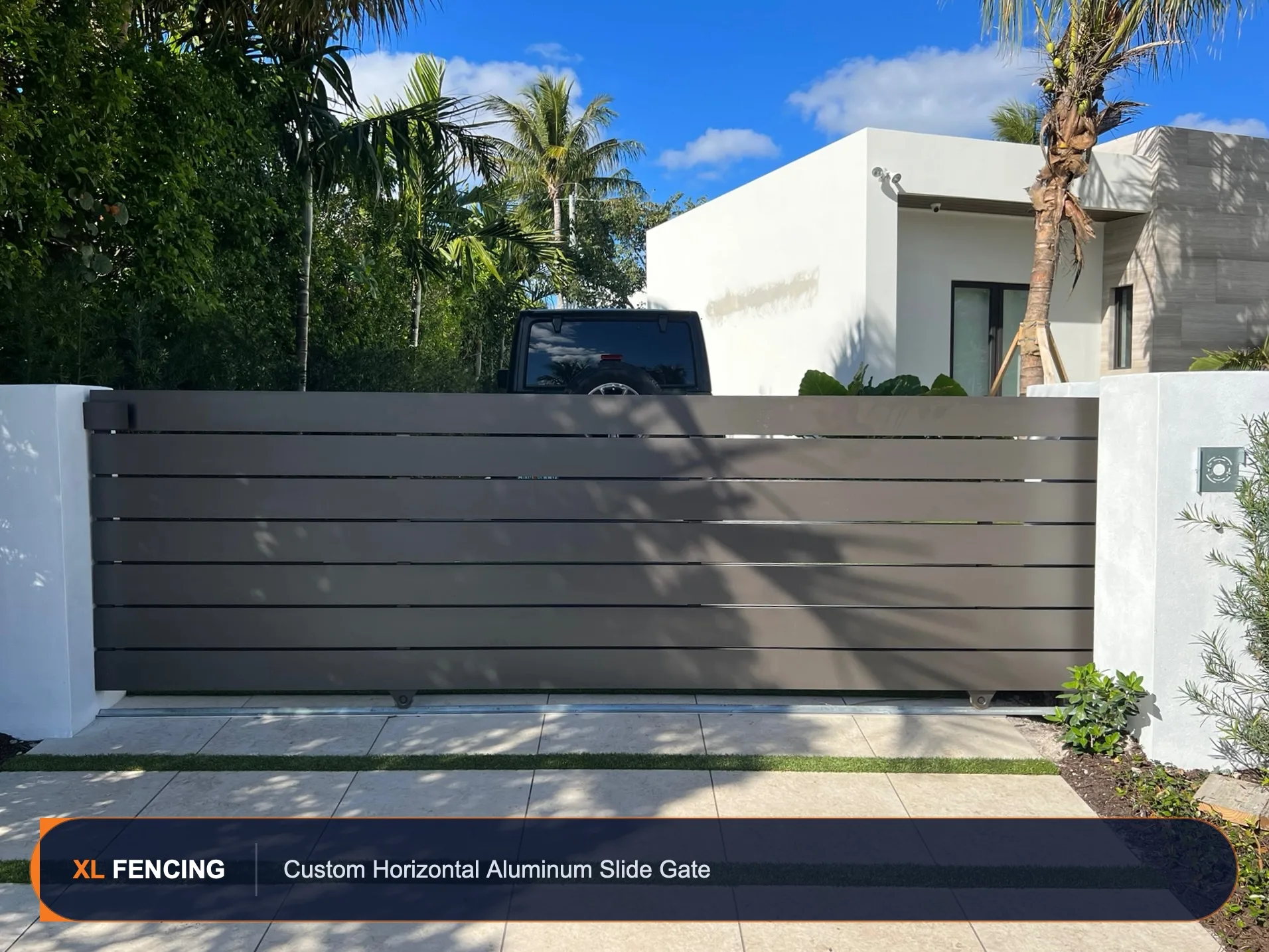 Custom Aluminum Fence Driveway Gate Palm Beach County FL