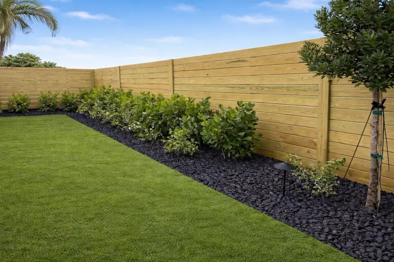Horizontal wood fence installed in Boca Raton, FL